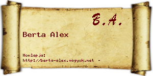 Berta Alex névjegykártya