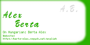 alex berta business card